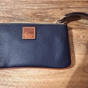 Dooney & Bourke Blue and Brown Leather Clutch